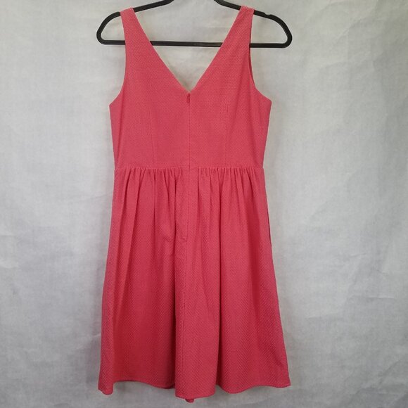 Ana Taylor Loft A-Line Dress Women's 4 Petite Pink Surplice Textured Pleated NEW - Picture 11 of 16